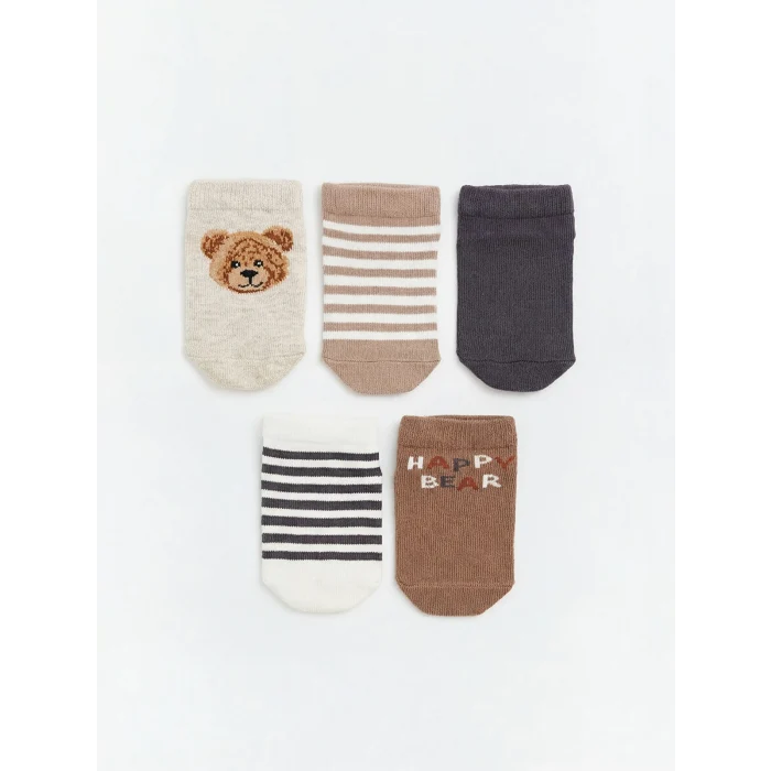 LCW Kids Ekru Desenli Patik Çorap Erkek Bebek 5li