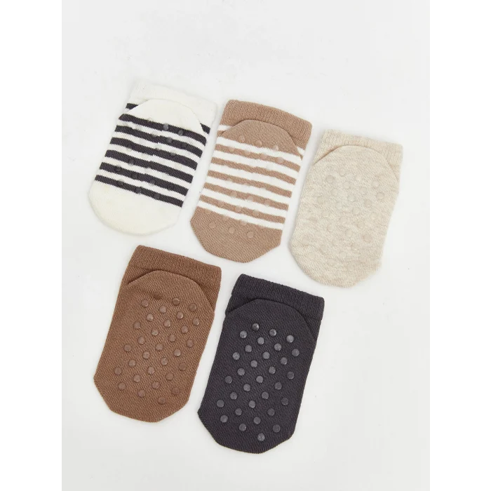 LCW Kids Ekru Desenli Patik Çorap Erkek Bebek 5li