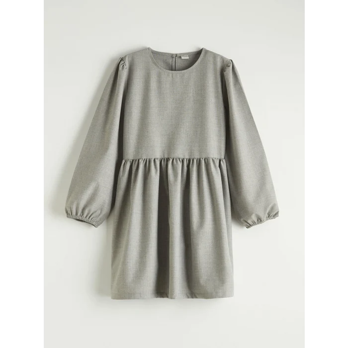 LCW Kids Gri Bisiklet Yaka Kız Çocuk Elbise ve Süveter