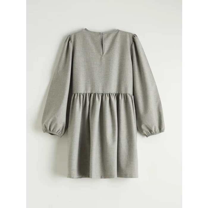 LCW Kids Gri Bisiklet Yaka Kız Çocuk Elbise ve Süveter