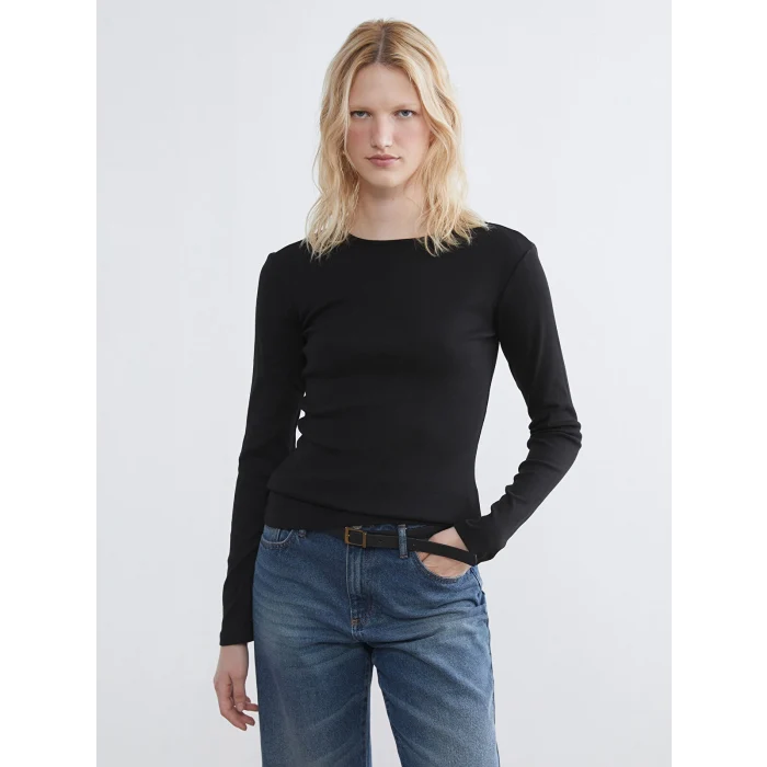 LCWAIKIKI Basic Siyah Bisiklet Yaka Kadın Body