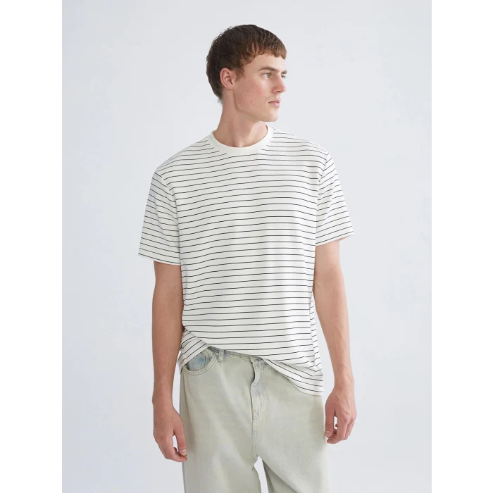 XSIDE Siyah Bisiklet Yaka Çizgili Erkek Tişört