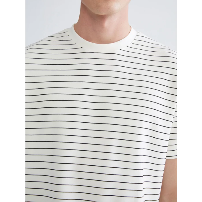 XSIDE Siyah Bisiklet Yaka Çizgili Erkek Tişört