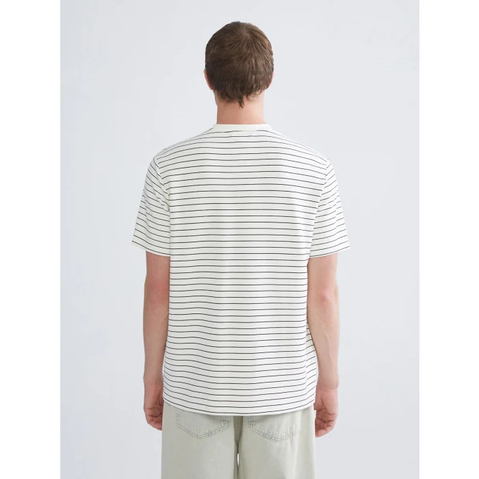 XSIDE Siyah Bisiklet Yaka Çizgili Erkek Tişört