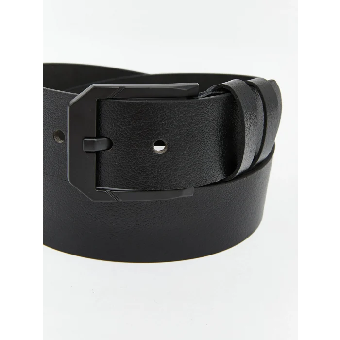 LCW ACCESSORIES Siyah Deri Görünümlü Erkek Kemer