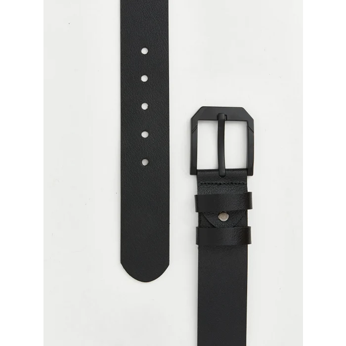 LCW ACCESSORIES Siyah Deri Görünümlü Erkek Kemer