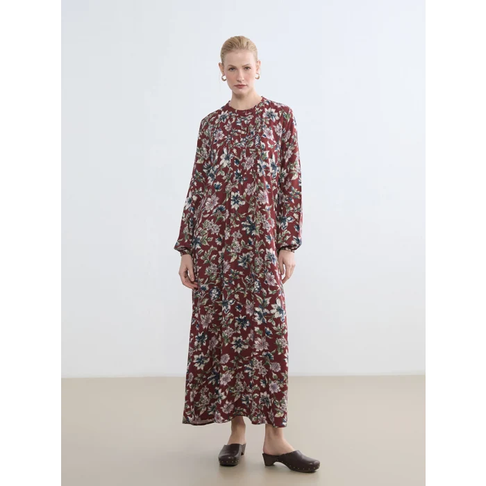 LCW Grace Kırmızı Hakim Yaka Desenli Elbise