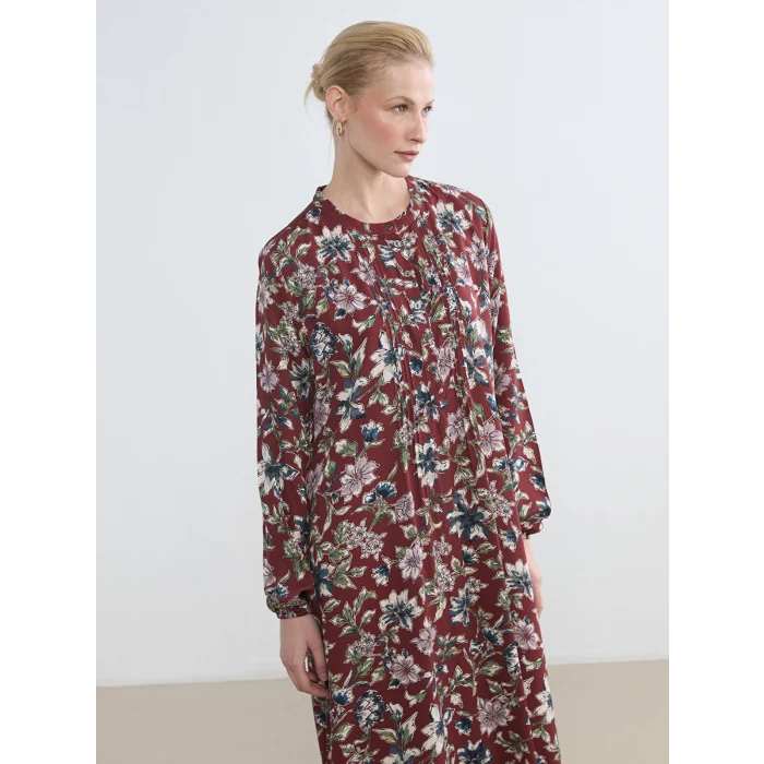 LCW Grace Kırmızı Hakim Yaka Desenli Elbise