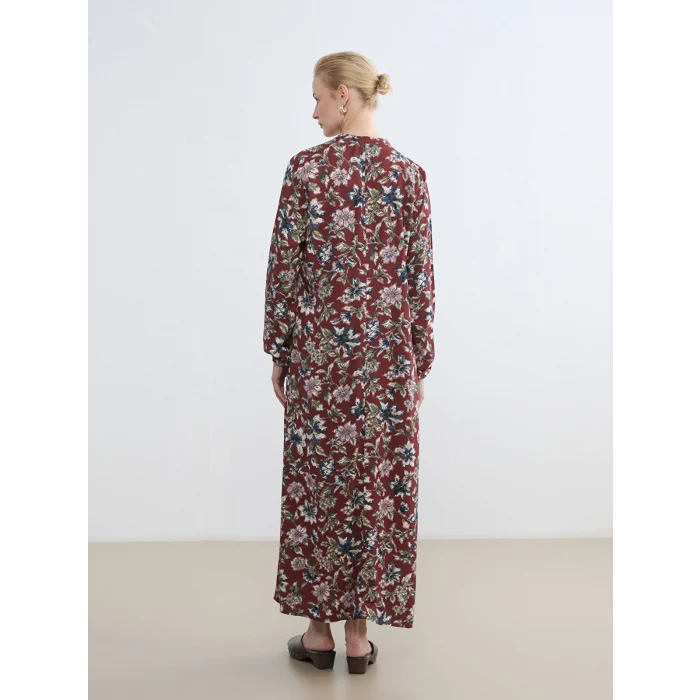 LCW Grace Kırmızı Hakim Yaka Desenli Elbise