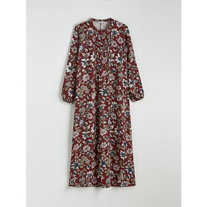 LCW Grace Kırmızı Hakim Yaka Desenli Elbise