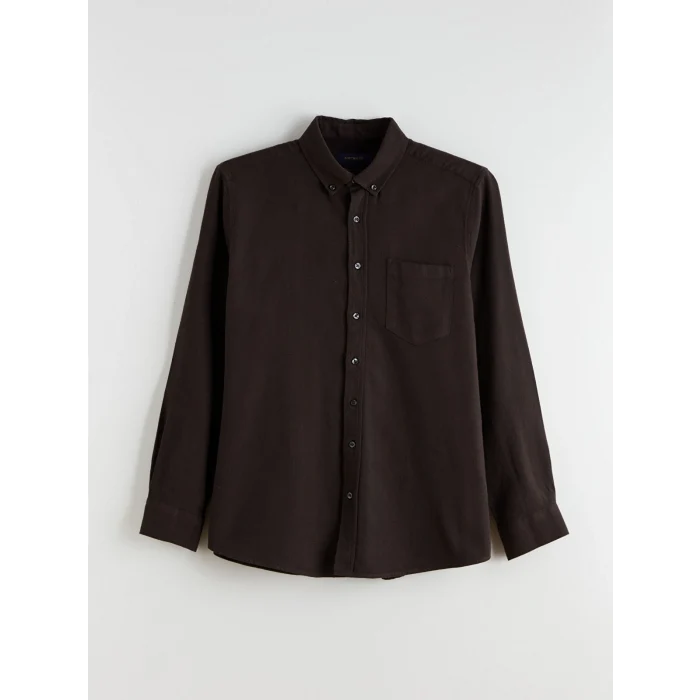 SOUTHBLUE Kahverengi Regular Fit Uzun Kollu Erkek Oduncu Gömlek