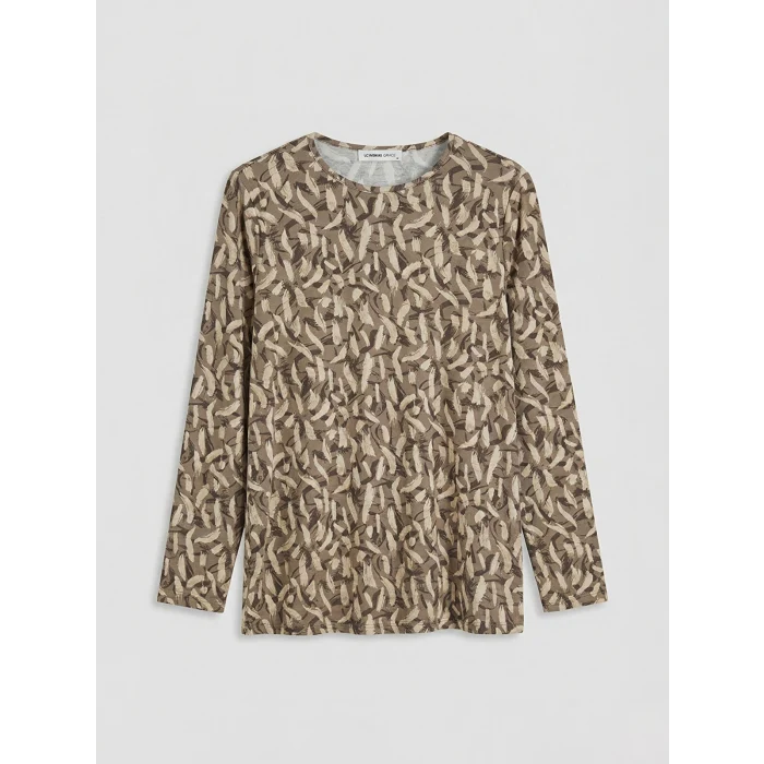 LCW Grace Bej Bisiklet Yaka Desenli Bluz