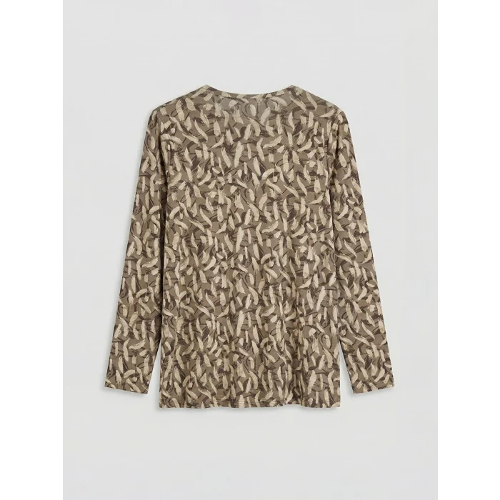 LCW Grace Bej Bisiklet Yaka Desenli Bluz