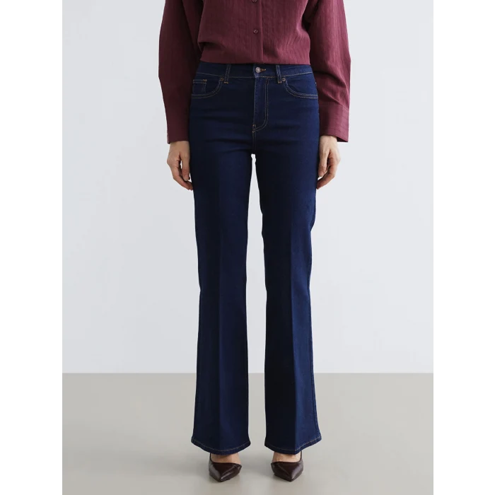 LCW Jeans Siyah Yüksek Bel Flare Kadın Jean Pantolon