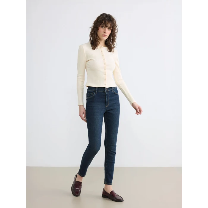 LCW Jeans İndigo Yüksek Bel Süper Skinny Fit Kadın Jean Pantolon