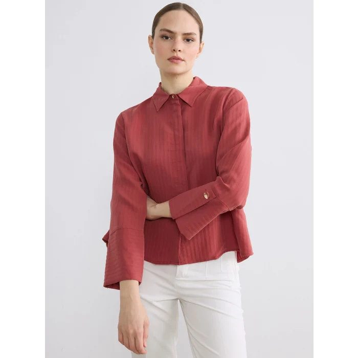 LCWAIKIKI Classic Mercan Dokulu Kadın Gömlek