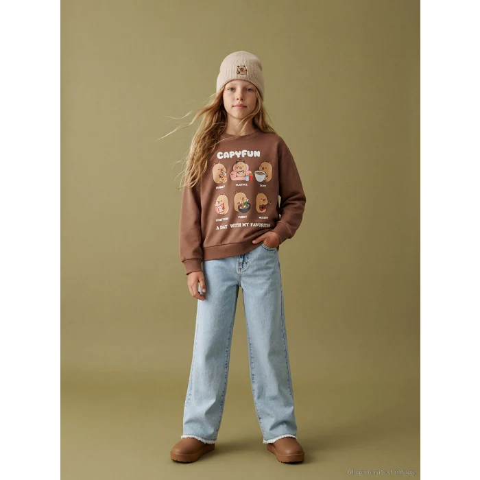 LCW Kids Mavi Wideleg Kız Çocuk Jean Pantolon