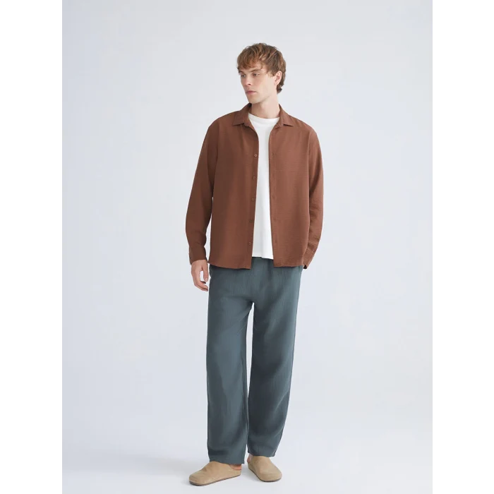 XSIDE Kahverengi Regular Fit Uzun Kollu Erkek Gömlek