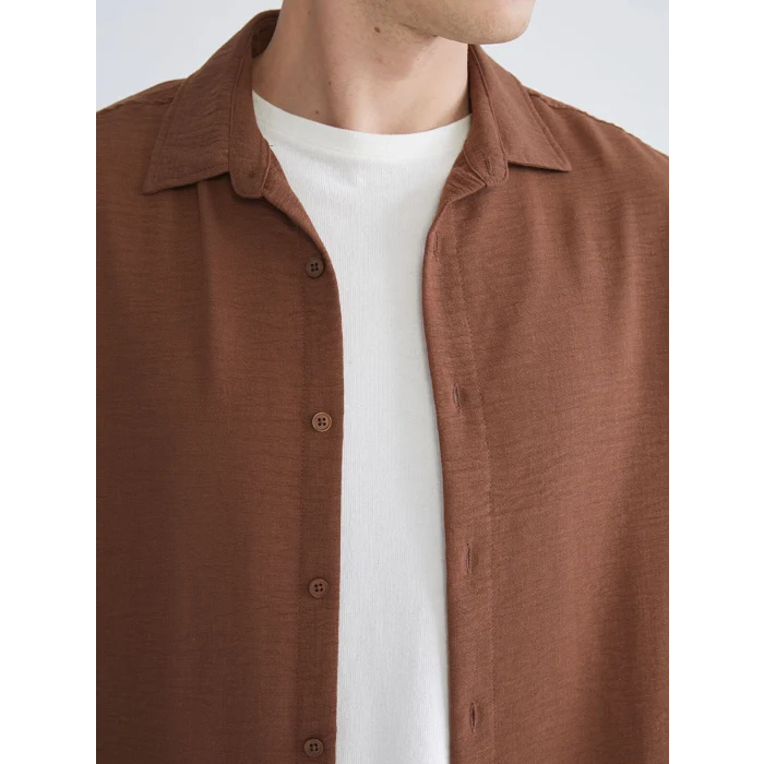 XSIDE Kahverengi Regular Fit Uzun Kollu Erkek Gömlek