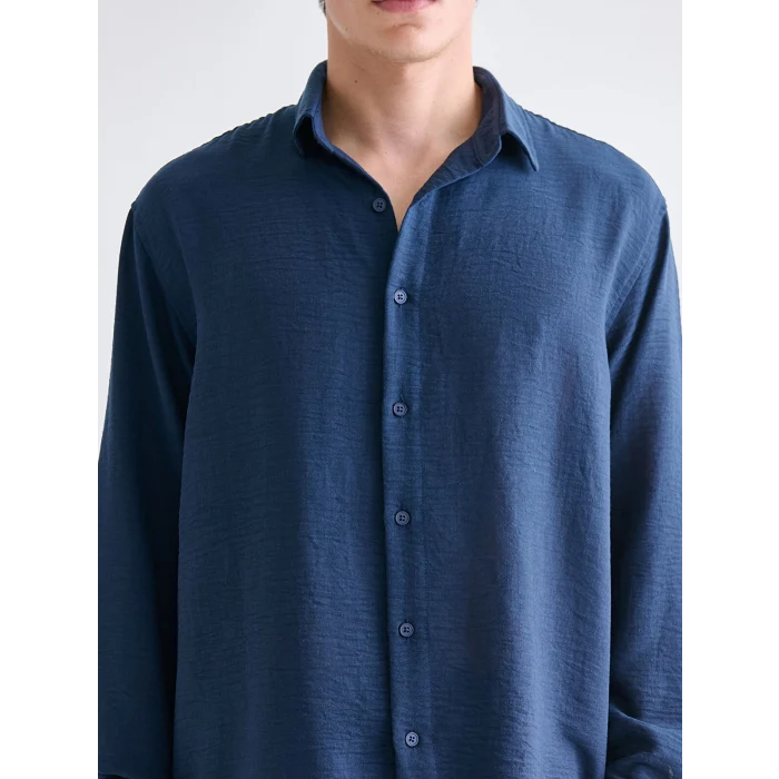 XSIDE Lacivert Regular Fit Uzun Kollu Erkek Gömlek