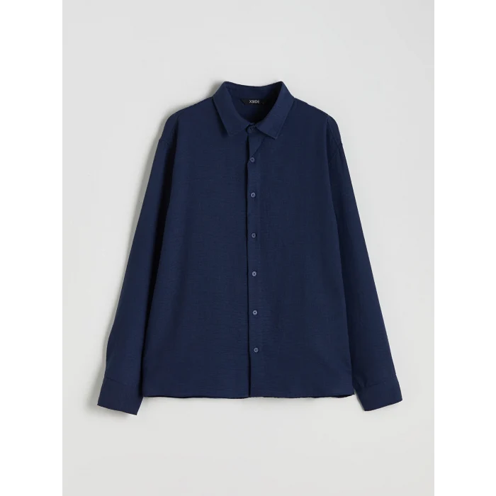 XSIDE Lacivert Regular Fit Uzun Kollu Erkek Gömlek