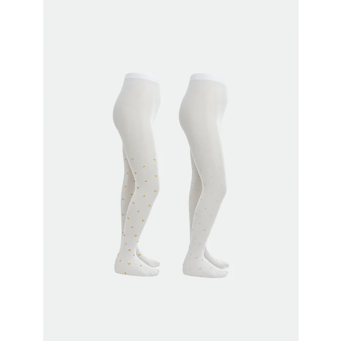 LCW Kids Gri Baskılı Kız Çocuk İnce Külotlu Çorap 2li