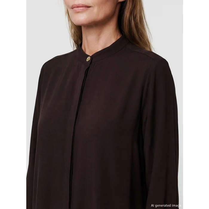 LCW Grace Kahverengi Hakim Yaka Dokulu Kadın Gömlek Tunik