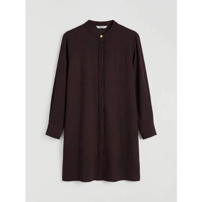 LCW Grace Kahverengi Hakim Yaka Dokulu Kadın Gömlek Tunik