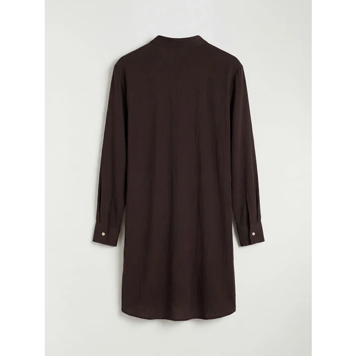 LCW Grace Kahverengi Hakim Yaka Dokulu Kadın Gömlek Tunik