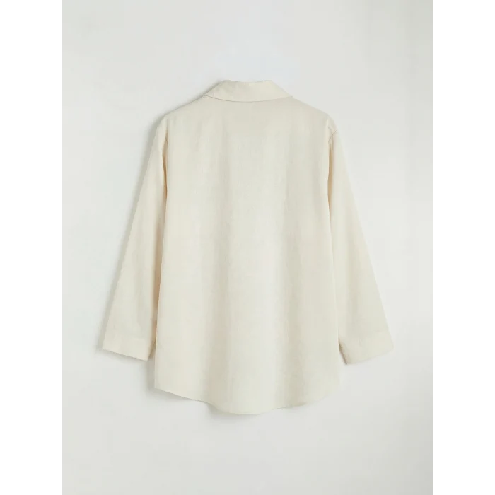 LCW Modest Ekru Keten Karışımlı Kadın Gömlek Tunik