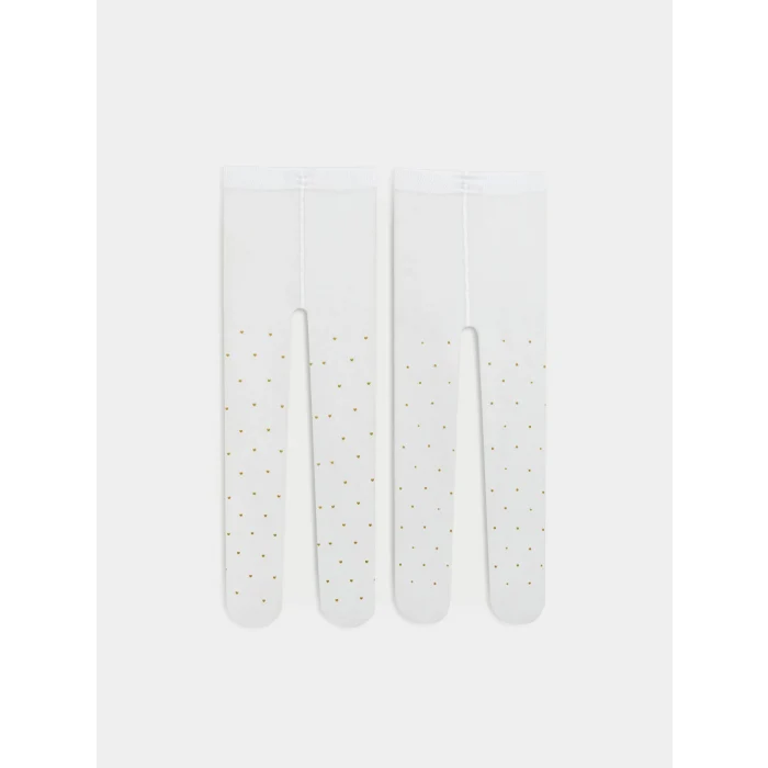 LCW baby Beyaz Desenli Kız Bebek Külotlu Çorap 2li