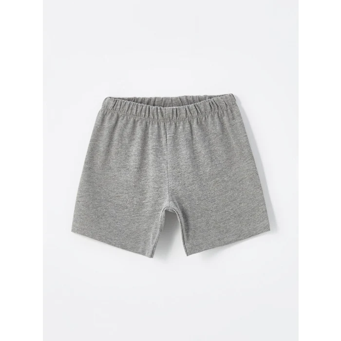 LCW baby Ekru Bisiklet Yaka Kısa Kollu Baskılı Erkek Bebek Şortlu Pijama Takımı