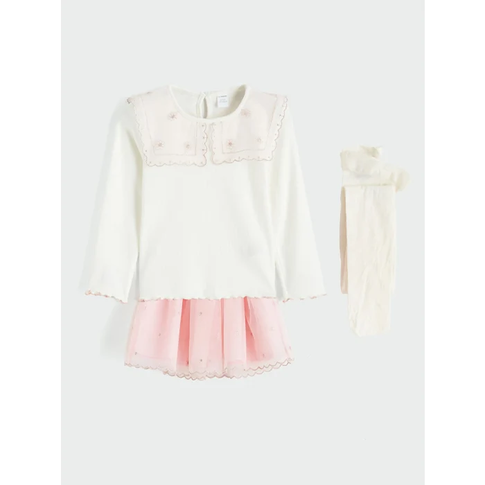 LCW Kids Ekru Kız Çocuk Etekli Takım 3lü