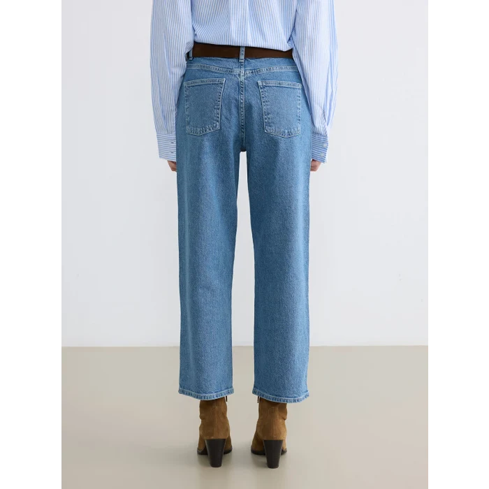 XSIDE Mavi Beli Kemerli Wideleg Kadın Jean Pantolon