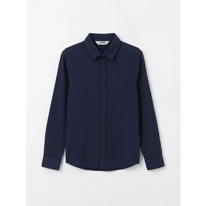 LCW Kids Lacivert Armürlü Erkek Çocuk Gömlek