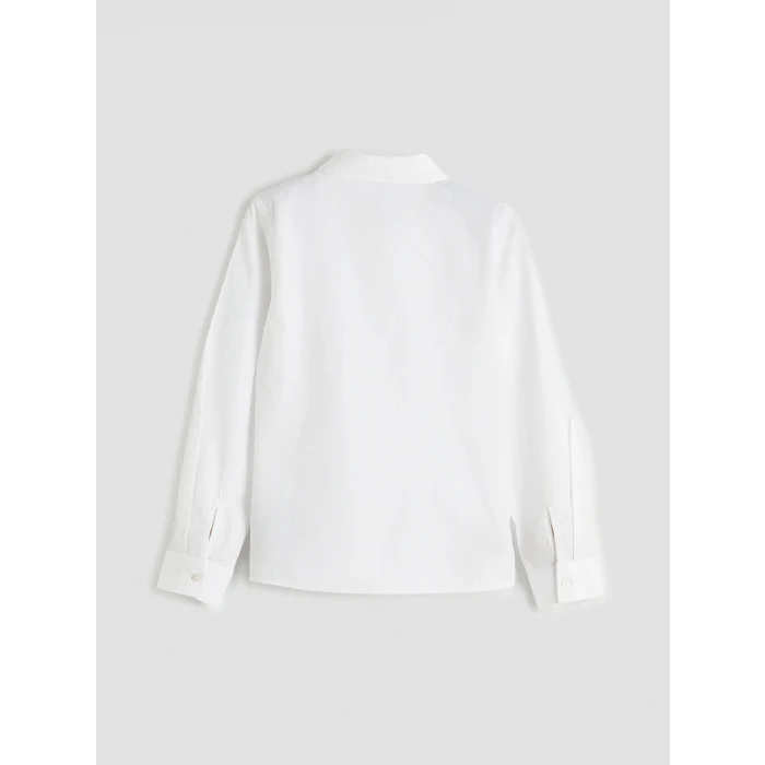 LCW Kids Ekru Fiyonk Detaylı Kız Çocuk Triko Süveter ve Gömlek