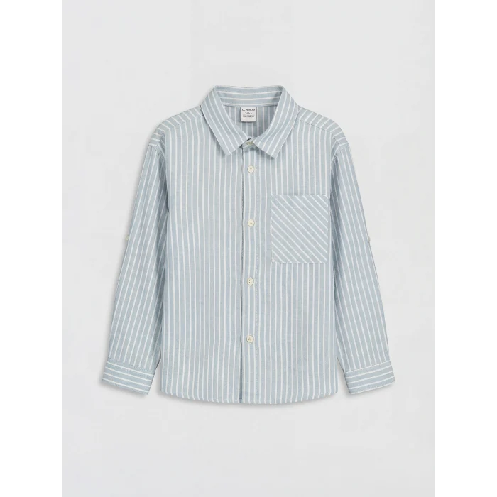 LCW baby Mavi Çizgili Erkek Çocuk Gömlek