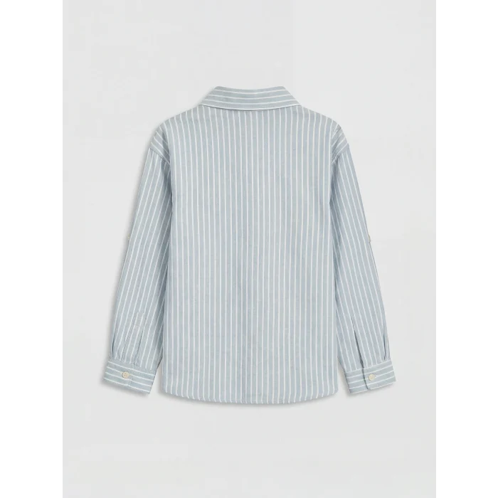 LCW baby Mavi Çizgili Erkek Çocuk Gömlek