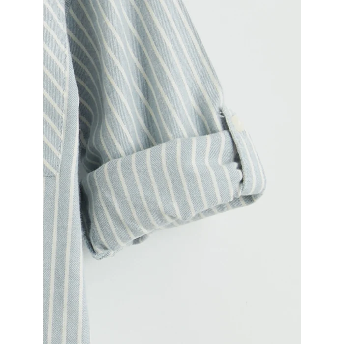 LCW baby Mavi Çizgili Erkek Çocuk Gömlek