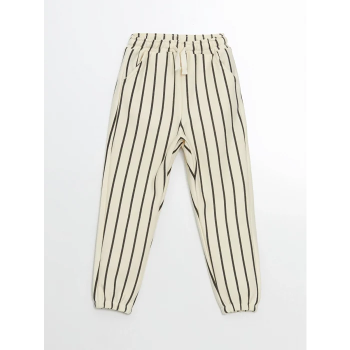 LCW Kids Ekru Çizgili Erkek Çocuk Jogger Eşofman Alt
