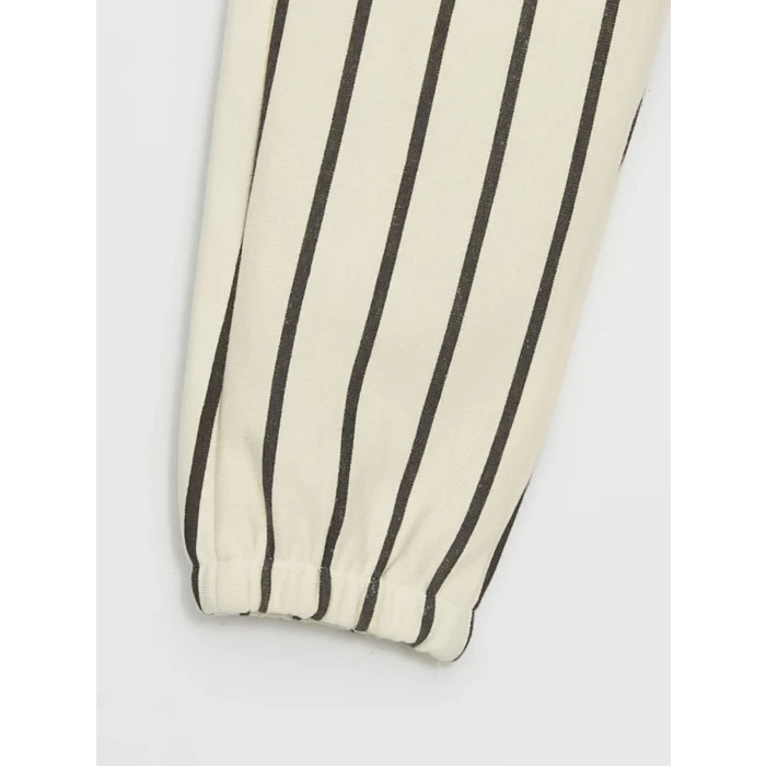 LCW Kids Ekru Çizgili Erkek Çocuk Jogger Eşofman Alt