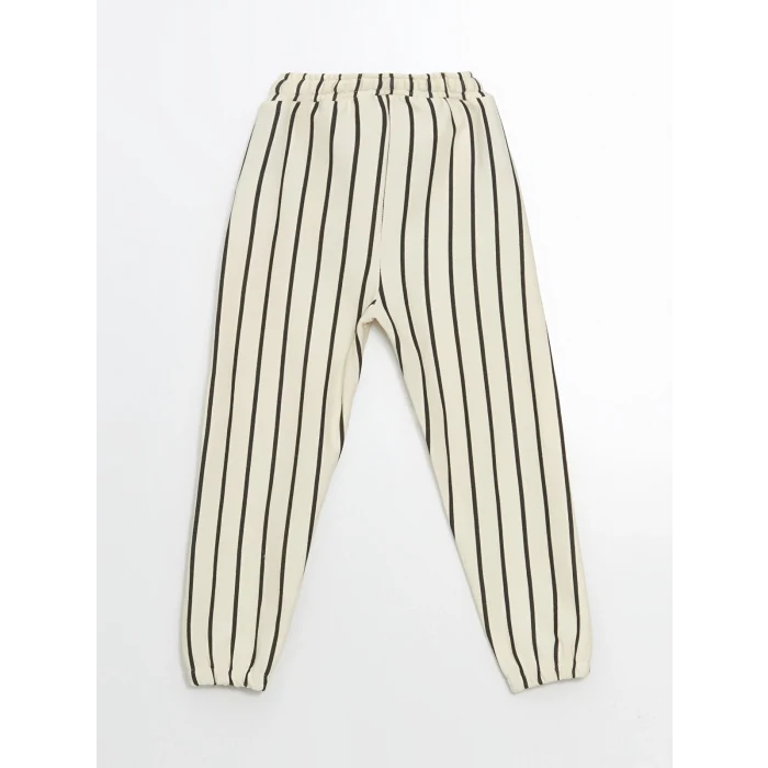 LCW Kids Ekru Çizgili Erkek Çocuk Jogger Eşofman Alt