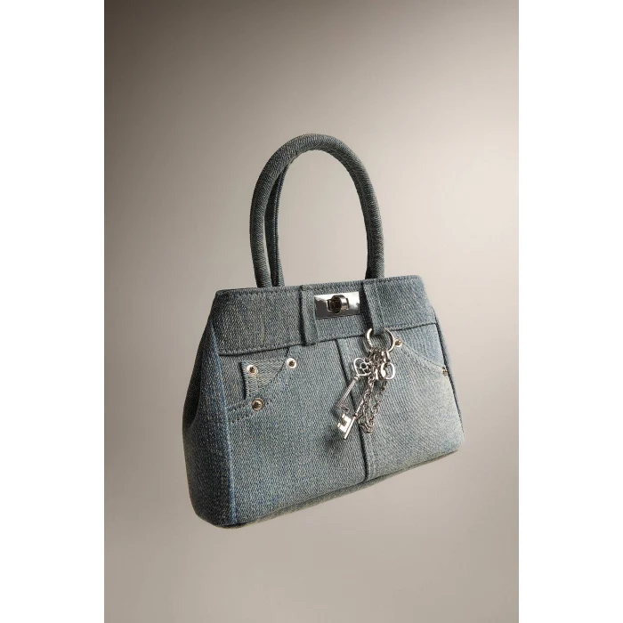 Defacto E3709AXBE2 Mavi Kadın Jean Görünümlü Omuz Çantası