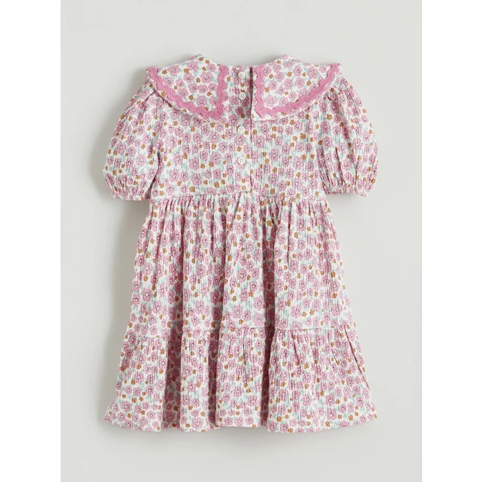 LCW Kids Ekru Çiçekli Kız Çocuk Elbise