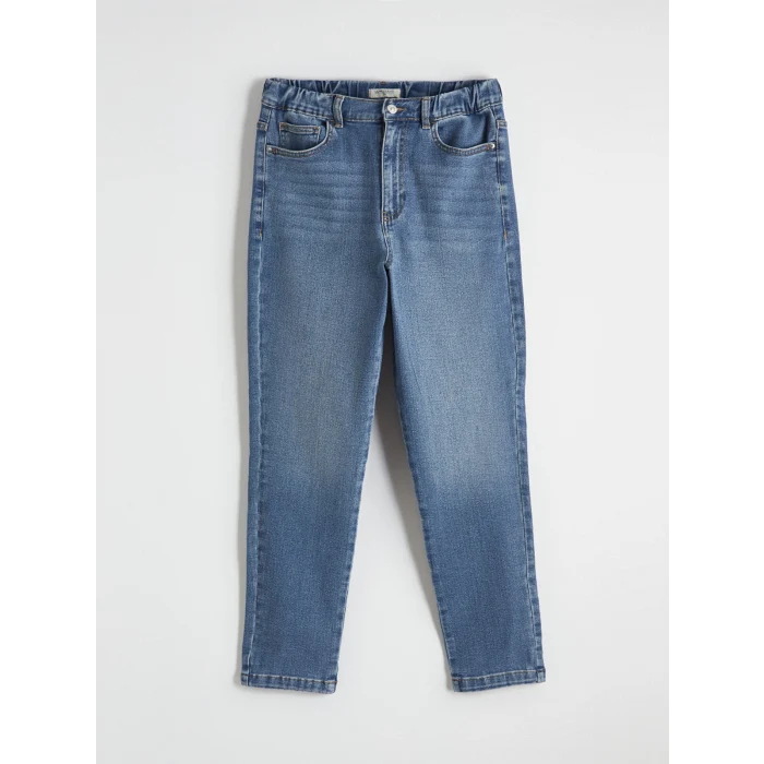 LCWAIKIKI Classic İndigo Beli Lastikli Slim Mom Kadın Jean Pantolon