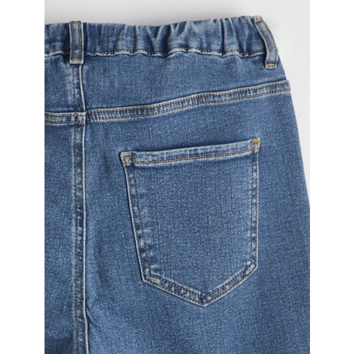 LCWAIKIKI Classic İndigo Beli Lastikli Slim Mom Kadın Jean Pantolon