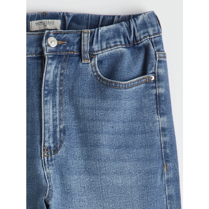 LCWAIKIKI Classic İndigo Beli Lastikli Slim Mom Kadın Jean Pantolon