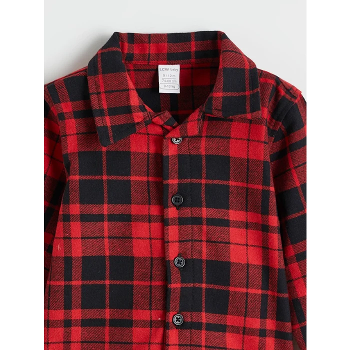 LCW baby Kırmızı Ekose Erkek Bebek Gömlek ve Pantolon