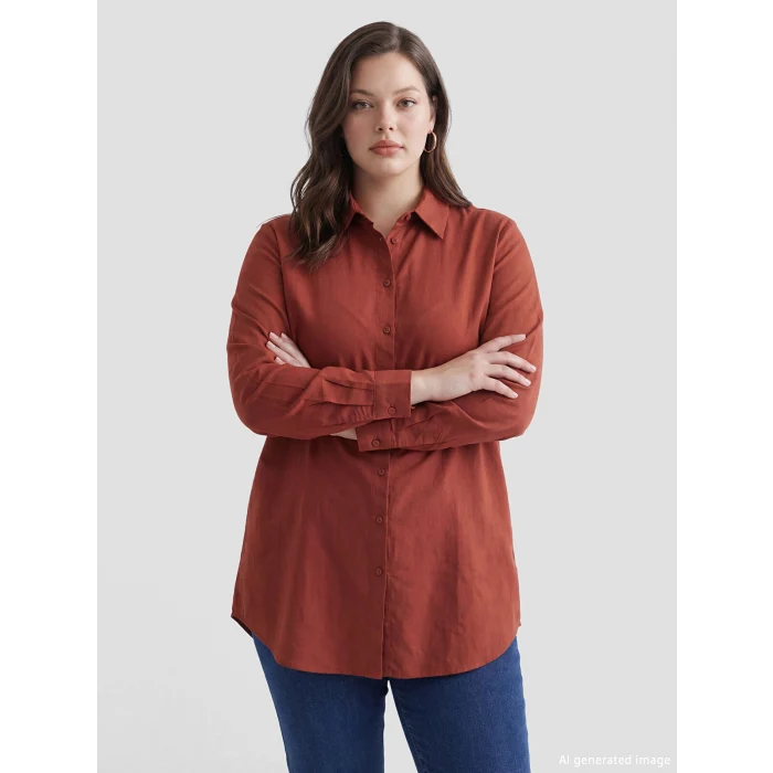 LCWAIKIKI Classic Kahverengi Regular Fit Kadın Gömlek Tunik