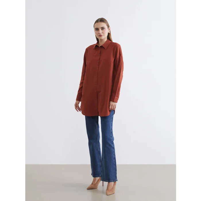 LCWAIKIKI Classic Kahverengi Regular Fit Kadın Gömlek Tunik